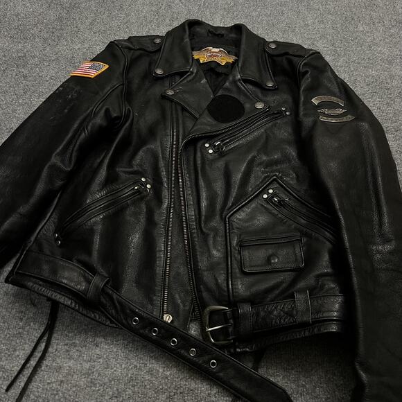 Vintage Harley-Davidson Jacket Mens Medium Leather Biker POW MIA Patch 2002 - Picture 6 of 15